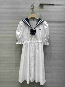 ontwerper Shenzhen Nanyou Miu familie Marine stijl taille shirt jurk bloemblaadjes mouw middellange rok vrouwelijke AAAZ