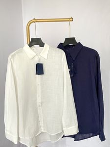 Chemise de créateurs brodé de guerre petite étiquette quotidienne de printemps décontracté et d'été coton et lin polo collier lâche pour hommes et femmes