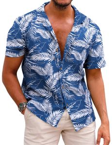 designer shirt heren Hawaïaanse bloemenoverhemden voor heren Katoen Linnen Button Down Tropical Holiday Beach herenoverhemden korte mouw Print fahion Single Breasted overhemd