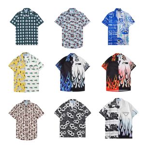 Designer overhemd heren button-up shirts print bowlingshirt Hawaii bloemen casual shirts heren slim fit korte mouw top M-3XL19 kleuren