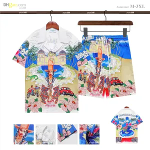 heren dress shirt designer shirt set Hawaiiaans shirt strandgodin patroon ijszijde shirt korte mouw tweedelige set casual designer kort shirt M-3XL yyg