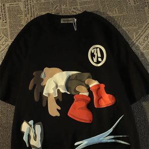 Designer shirts voor mannen modieuze en gepersonaliseerde Amerikaanse schattige mannen kleding anime t shirt zomer y2k high street casual korte vintage mouw harajuk