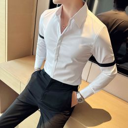 Chemises de créateurs Hommes À Manches Longues Slim Fit Casual Hommes Chemise Noir Blanc Formelle Robe D'affaires Chemises Camisa Social Masculina 210527
