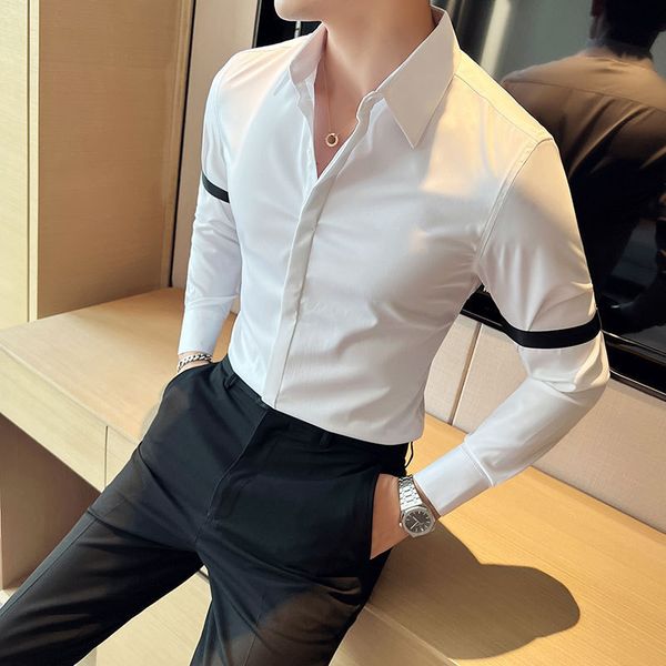 Camisas de diseñador Hombres Manga larga Slim Fit Casual Hombres Camisa Negro Blanco Formal Vestido de negocios Camisas Camisa Social Masculina 210527