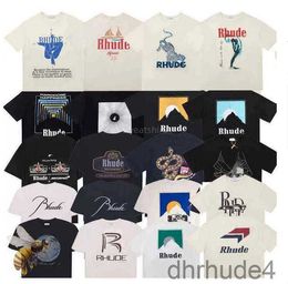 Designer shirts zomer heren t-shirts dames Rhude ontwerpers voor mannen tops brief polo's borduren t-shirts kleding korte mouwen t-shirt grote tees D83C 4T 365P
