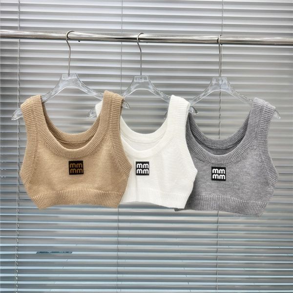 Designer Lettre Badge Gilet en tricot Débardeurs pour femmes Tops Pulls sans manches Design T-shirts Réservoir court High Street Tees