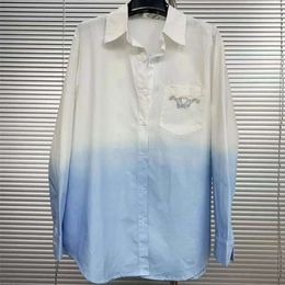 designer shirts dames shirt mode snoep kleur glanzende strass letters blouse losse revers luxe jas tops