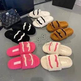 Designer schoen Slippers Woolskin Sheepskin Insool glijbanen Sandalen platte slipper ontwerpers vrouwen zachte winter pluche bont oran rubber zool