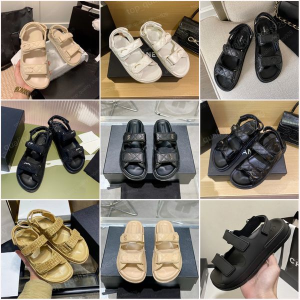 Designer Shoe femme sandales papa chaussures sandales en cuir sandles veau couchard couchée sandales d'été grand-père luxe sandles pour femmes sangle de plage sandalias avec boîte