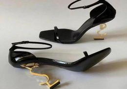 Designer Shoe Woman Sandales Opyum Sandale à talons Highheels Femmes Open Toe Stiletto Heel Classic Metal Letters Talons Sandal Fashion5706483