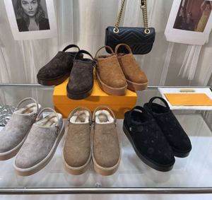 Chaussures de créateurs aspen plate-forme slippers de luxe pour femmes fourrures glisser les peluches moelleuses confort