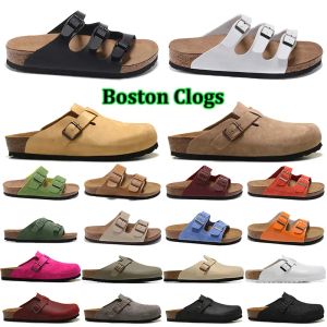 Designer Schoenen Boston Slippers Klompen Sandaal Platte Kurk Slipper Dames Heren Sandalen Wrapped Toe Lederen Slides Zomer Strand Casual Schoenen Duitsland Birke Slipper