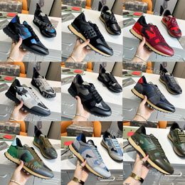 Designer Chaussures Camouflage Baskets Femmes Rivet Chaussures Cloutés Appartements Mesh Hommes Baskets Camo Daim Baskets En Cuir À Lacets Sneaker Dayremit Mesh