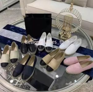 Chaussures de créateurs Chaussures en toile Femmes Chaussures Appartements Luxe Cap Toe Quilting Pure Couture à la main Femme Mocassins de luxe Espadrilles Printemps Taille 34-41