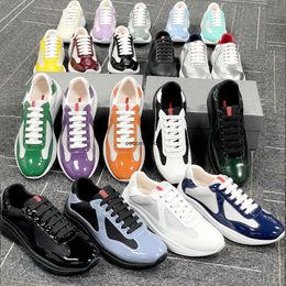 Chaussures de créateurs Casual America Cup XL baskets en cuir breveté Traineurs plats à lacets à lacets à lacets baskets en plein air avec boîte n ° 53