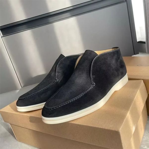 Zapatos de diseñador casual paseos abiertos cubierta de paseo de verano mocasines de gamuza ciudad mocasines perezosos hombres mujeres zapatilla de deporte de gamuza de corte medio al aire libre