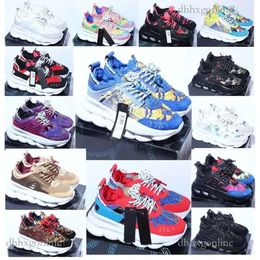 Designer Schoenen Chain Reaction Heren Dames ver sacee schoen Platform Sneakers Rubber Suede Triple Zwart Wit Bluette Goud Rood Kers Heren Casual Trainers