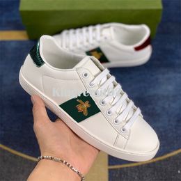 Designer Schoenen Chaussures Lederen Sneaker Mannen Vrouwen Trainers Wit Groene Strepen Sneaker Bloem Geborduurde Schoen Platte Trainer