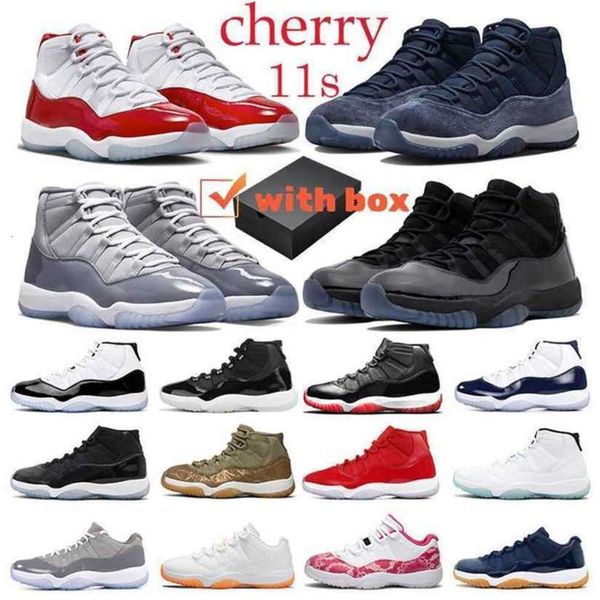 Zapatos de diseñador Cherry con caja 11 Jumpman 11s Zapatos de baloncesto Entrenadores para hombre Cool Grey Midnight Navy UNC Gamma Blue Jubilee Jumpman11 Deporte al aire libre para mujer