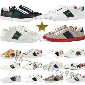 Designerschoenen Klassiek Ace Leer Sneakers bijen Geborduurde Loafers Slang Bloem Parelnagels Ingelegd liefdeshart witte riem heren- en damessport-casual schoenen