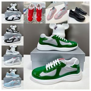 Designer schoenen Men Women Women Americas Cup Sportschoenen Hoogwaardige lederen platte sport Zwart gaascasual schoenen buiten hardloopschoenen