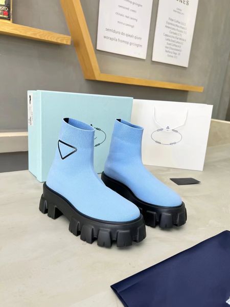Chaussures de créateurs Bottes de créateurs Divers matériaux accessoires pour les chaussettes à semelles épaisses et les bottes courtes du début de l'automne sont exclusifs et personnalisés 35-40