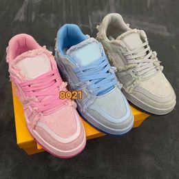 Zapatos de diseño Zapatilla de deporte en relieve blanco negro cielo azul abloh verde denim rosa rojo lujos Virgil para hombre zapatillas de deporte casuales entrenadores 35-45