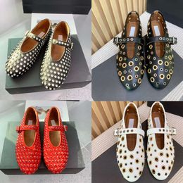 Chaussures de créateur oeillet ballerines en peau d'agneau slingbacks sandale chaussures habillées strass rivet Mary chaussures en cuir véritable 547