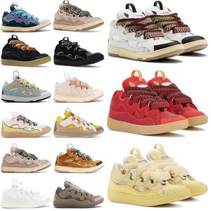 Designer schoenen mode Curb sneakers geweven veterplaat-formaat trainers kalfslin rubber nappa platformsole sneakers dames 35-46