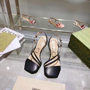 Chaussures de créateurs Fashion glisse talons hauts Brocade florale authentique cuir en cuir chaussures Sandale