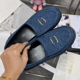 Designer schoenen Flats Loafers dames gewatteerd lederen canvas denim mocassins loafers platform hakken glijden op dikke loafer formele werkende zakelijke kleding schoenen