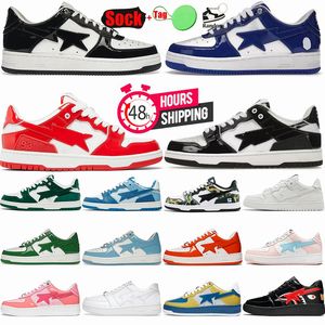 Chaussures de créateurs pour hommes femmes Sta Sk8 noir blanc cuir verni daim gris vert argent requin rose baskets plate-forme Work Out Walk Casual Star bapestas baskets