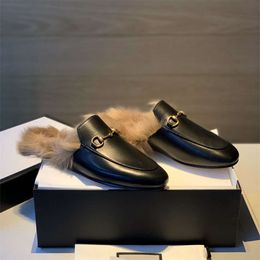 Дизайнерская обувь G Family Muller Shoes кожаная подкова с пряжкой из меха наполовину вышивка человек в паре шерстяных тапочек Меховые тапочки TGY8l