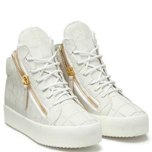 Designerschoenen Echt leer Platte vrijetijdsschoenen Heren en dames Hoge hulp Luxe sneakers Trainers Zip-paarschoenen 35-47