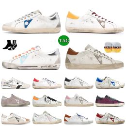 Designer Casual Chores Golden Femmes Super Star Marque Men Nouvelle version Italie Sneakers Sequin Classic White Do Old Dirty Casual Shoe Lace Up Woman Man Man