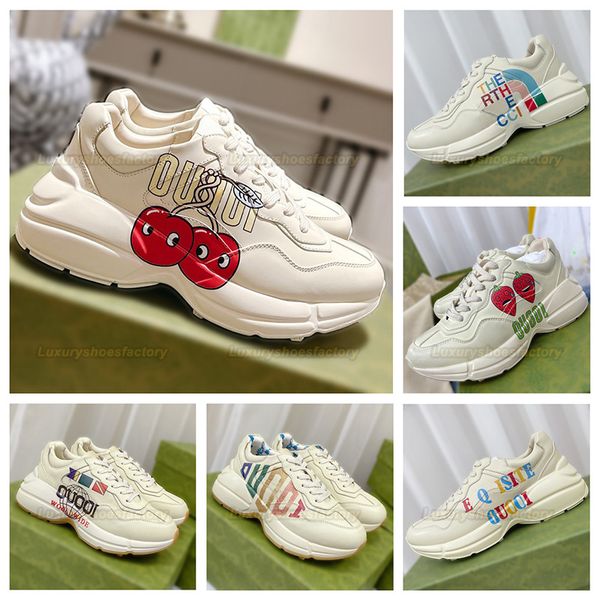 Chaussures de créateurs GVCCI Baskets Papa Rhyton Sneaker Cuir Casual Chaussure Italie Véritable Femme Chaussure Hommes Baskets Blanc Fraise Souris Tigre Scintillant Multicolore Sneaker