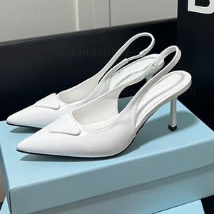 Designer schoenen hakken slingbacks jurk schoenen slingback hakken kitten hoge hakken stalen punty teen pomp sandalen beroemde designer vrouwen zwart witte roze zilveren pompen