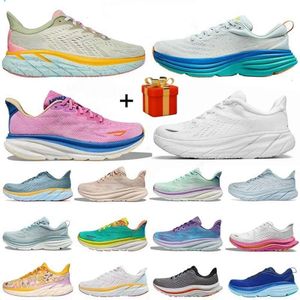 Designer schoenen Hokha Bondi Clifton Running Shoes Toddler Fashion Sneakers Dames Men Triple Zwart Witblauw Cyclamen Zoete Lilac Shifting Sand Trainers Maat 35-43
