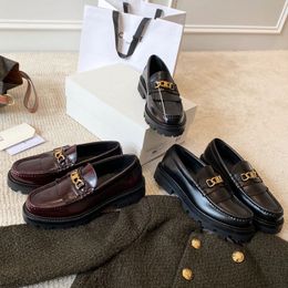 Designer schoenen paardengesp casual schoenen premium leren loafers dames arc de triomphe loafers gouden gesp flats schoenen koeienhuid geitenleer margaret schoenen