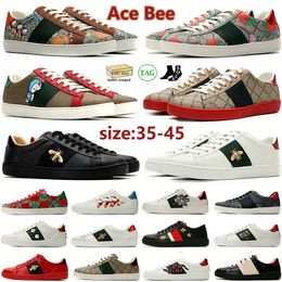 Zapatos de diseñador Italia Ace Sneakers Bee Snake Leather Borded Men Tiger Chaussures entrelazados zapatos blancos Caminata Trazos de plataforma deportiva casual 35-45 3acl