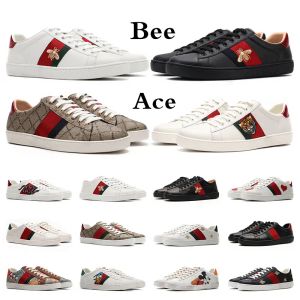 Chaussures de créateurs Italie Sneakers Ace Bee Snake Le cuir brodé Black Men Tiger Chaussures Interdécker les entraîneurs de plate-forme sportive décontractée en trèfle