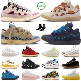 Chaussures de créateurs Lavins Curb Baskets de luxe Mesh tissé à lacets Mocassins en relief Nappa Cuir Semelle en caoutchouc Calfskin Hommes Femmes Baskets 36-46