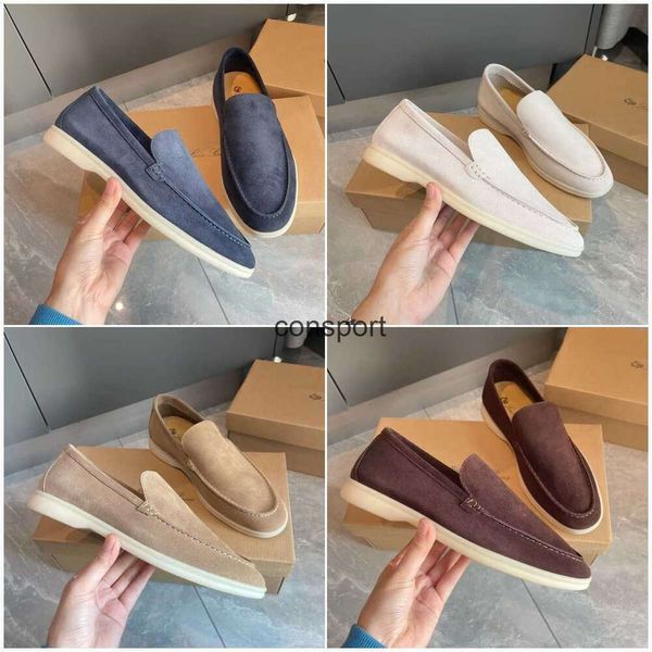 Chaussures de créateur LP mocassins plats bas hommes chaussures décontractées en daim cuir de vache Oxfords mocassins semelle en caoutchouc hommes chaussures décontractées