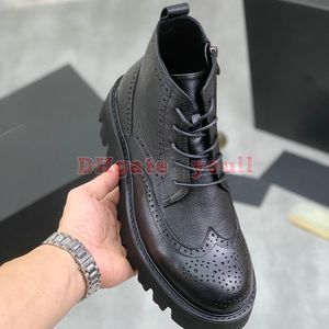 Zapatos de diseñador Moda para hombres de lujo Casual Cuero genuino Martens Zapatos de cuero con plataforma superior alta Tendencia británica Aumentar botines Tallados Brock Botas coreanas