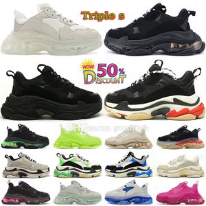 Chaussures de créateurs Luxe Triple S Hommes Femmes Baskets Noir Blanc Fluo Rouge Beige Vert Jaune Arc-En-Ciel Sole Baskets De Chaussures De Plein Air Mode Hommes Femmes Sneaker