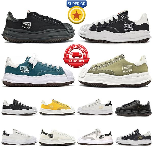 Zapatos de diseñador Maison Mihara Yasuhiro Blakey OG Sole Canvas Low MMY Hombres Mujeres Verde claro Negro Blanco Amarillo Bule Entrenadores para hombre Deportes Zapatillas de deporte al aire libre