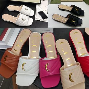 Chaussures de créateurs Marmont Selle de pantoufle pour femmes Glissière à double boucle avec sandale à glissière d'été à double texture Torchon Sandales à pantoufles plates doubles