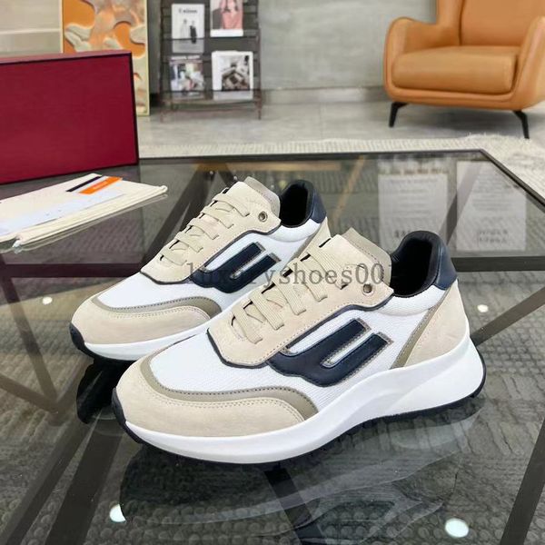 Chaussures de créateurs hommes Baly Sneakers En cuir Trainer Patent plat noir Mesh Blue Cuir Casual Chaussures 5.14 02