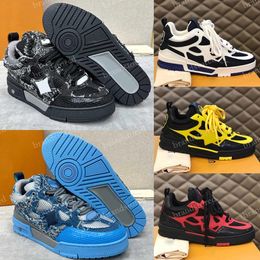 Chaussures de créateurs hommes Sneaker Skate baskets en cuir de veau formateur plate-forme baskets en caoutchouc chaussure décontractée Vintage bas-top formateur à lacets chaussures de skate