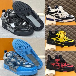 Chaussures de créateurs hommes Sneaker Skate baskets en cuir de veau formateur plate-forme baskets en caoutchouc chaussure décontractée Vintage bas-top formateur à lacets chaussures de skate